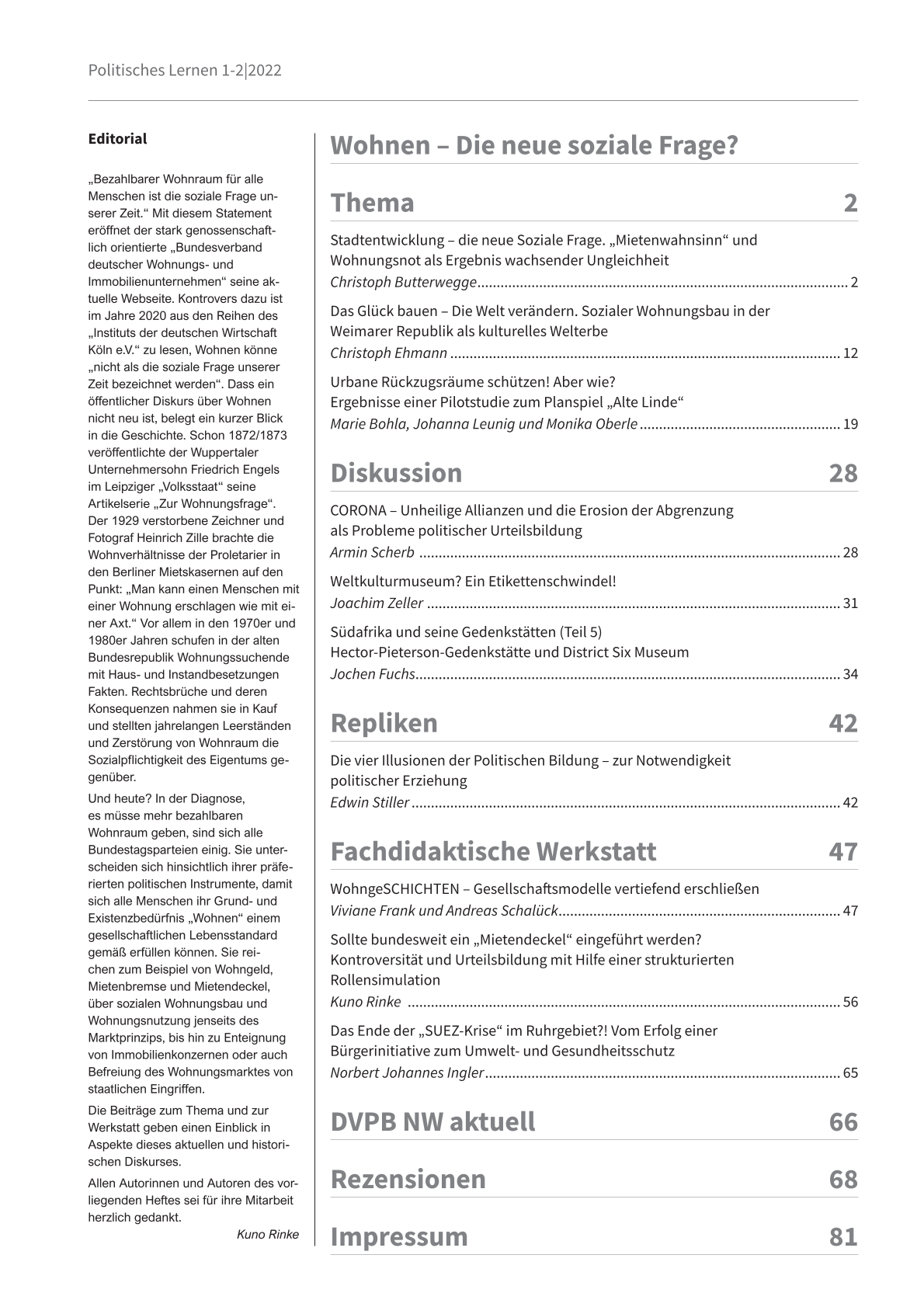 PL_2022_1-2_Wohnen_2-1 Inhaltsverzeichnis