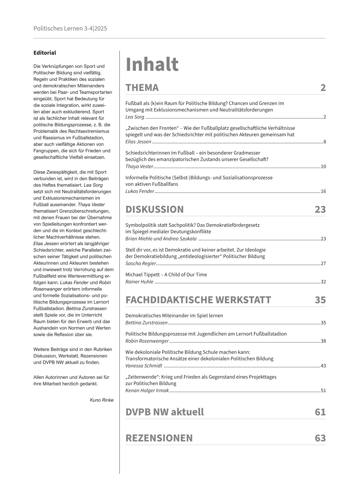 PL_2025_3-4_Sport_und_Politische_Bildung_Inhalt-1 Inhaltsverzeichnis